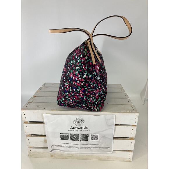 KATE SPADE LARGE MULTI COLOR PRINT NYLON SHOULDER BAG (ASIS) - Picture 2 of 13